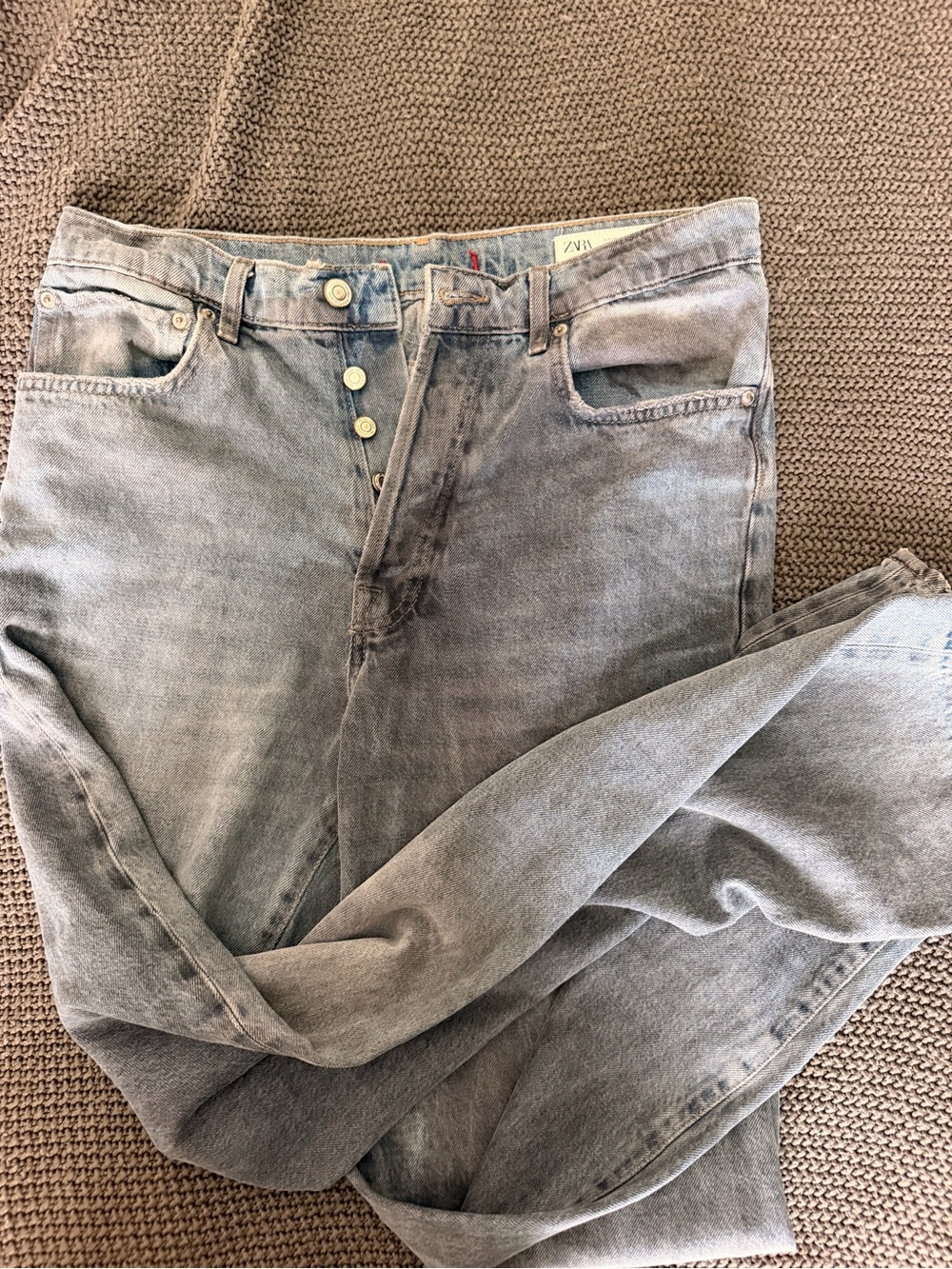 NWOT Zara Women's Dark Washed Boyfriend Jeans with Button Fly